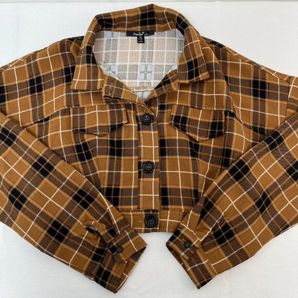 Papaya Vintage Style Clueless Mustard Plaid Two Piece Cropped Jacket & Pants M - Picture 6 of 16